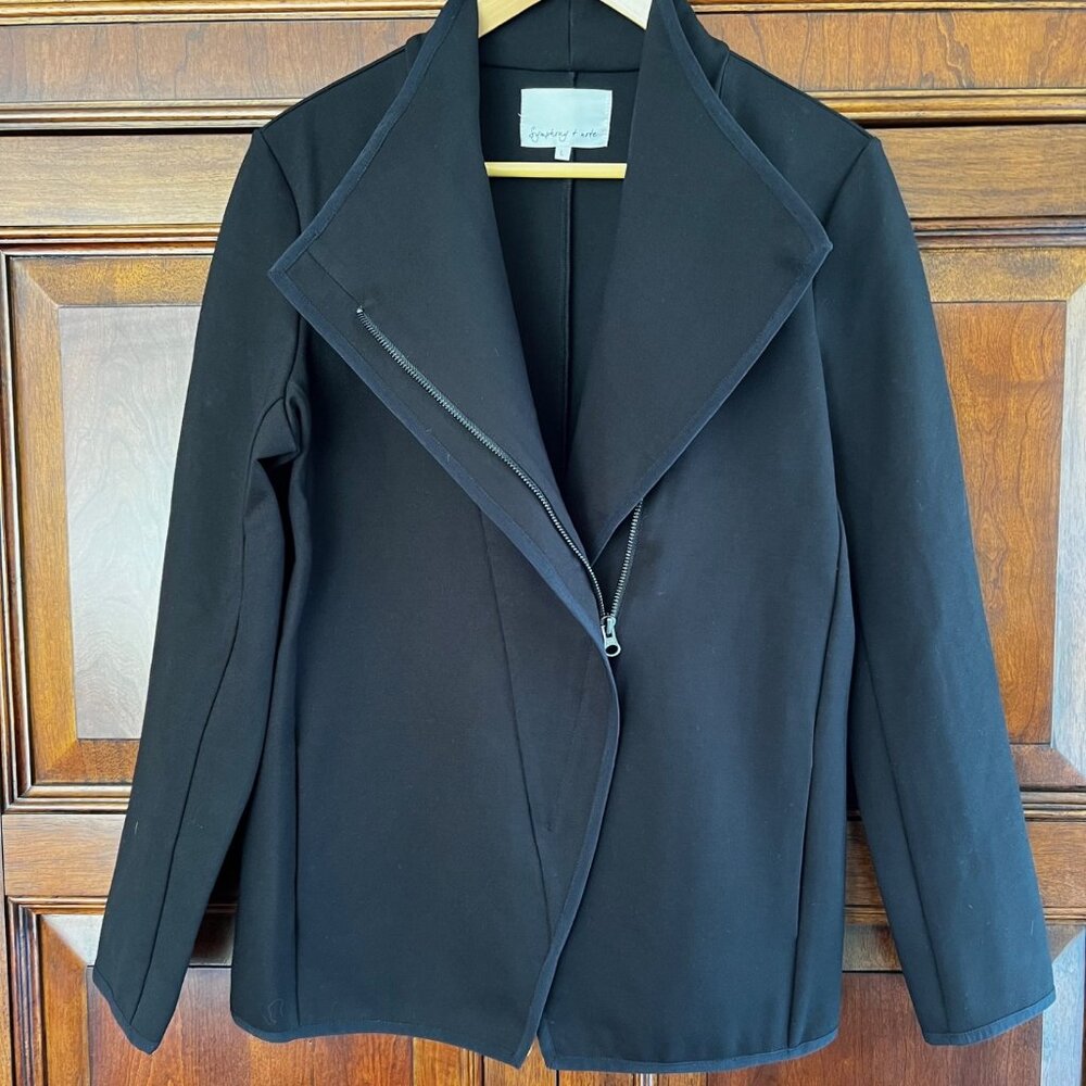 Symphany + Note Black Ponte Asymmetrical Zipped Jacket